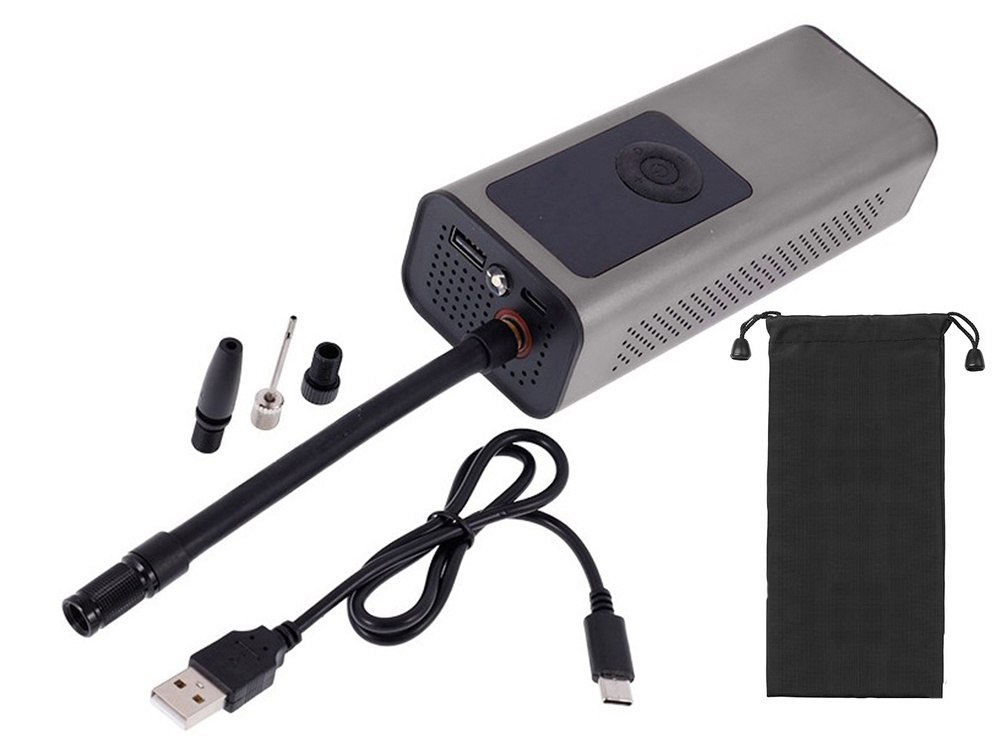 POMPKA AKUMULATOROWA DO ROWERU SAMOCHODU KOMPRESOR ELEKTRYCZNY 10 BAR LCD